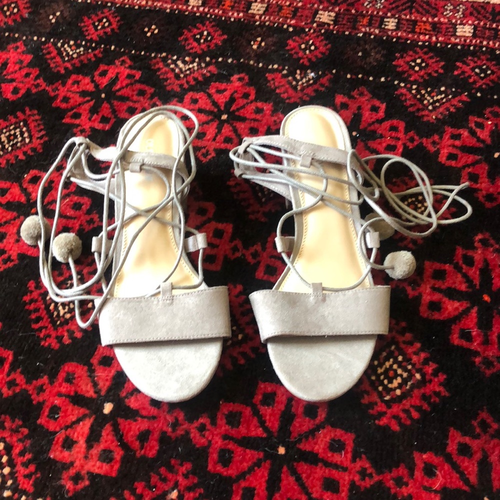 Lace up Pom Pom sandals